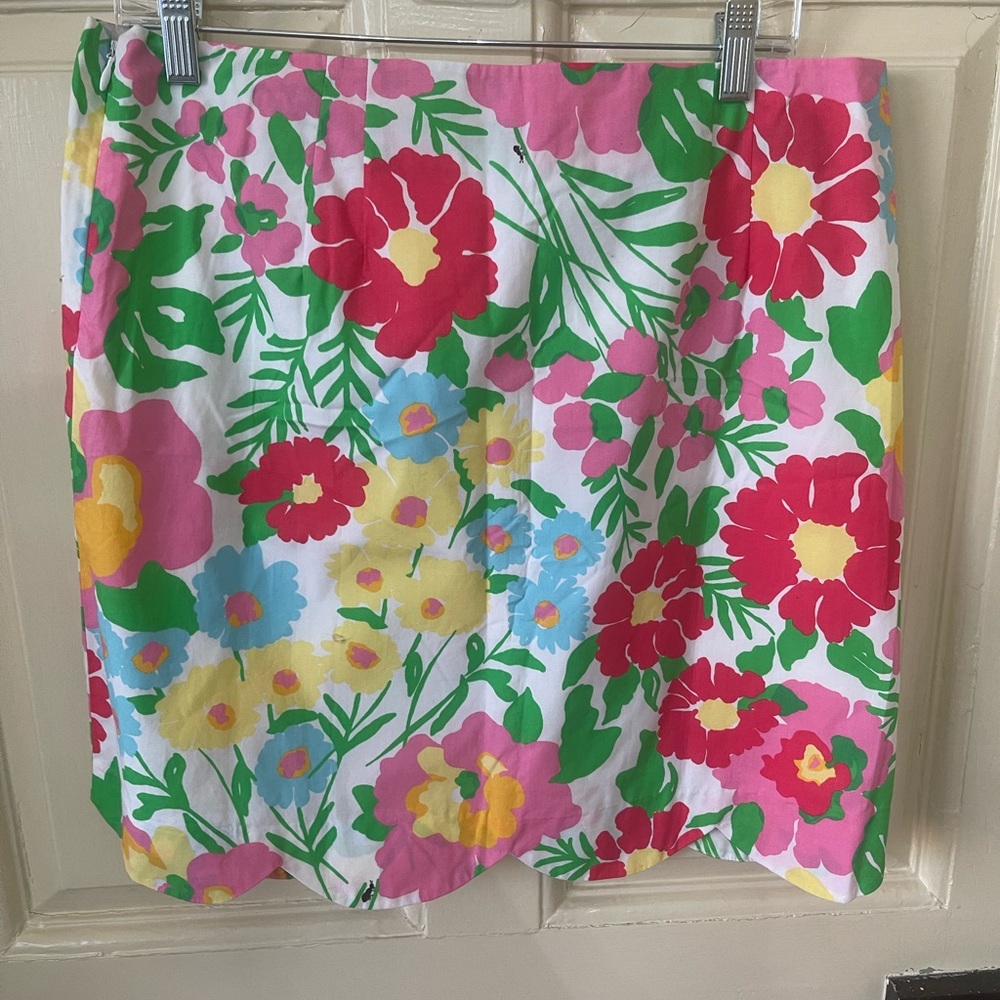 Lilly Pulitzer Pink and Green Floral Lynnie Skirt